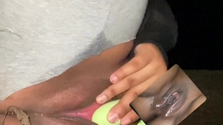 Public whore masturbating in park at night
