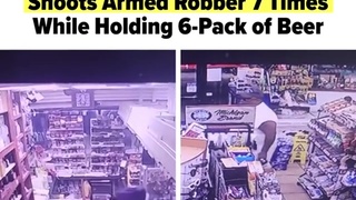 Concealed Carry Civilian Unloads Full Mag Into Robber While Holding Sixpack
