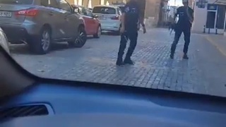 Old man vs two cops