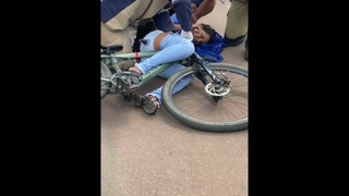 bicycle handlebars crossed the girl