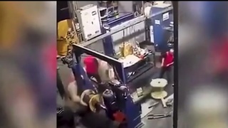 Worker gets tangled up