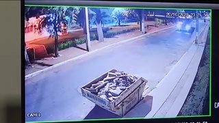 Motorcycle meets container