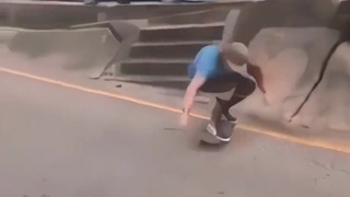 Skater boy pulls off sweet trick