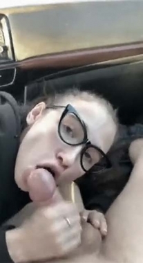 Nerd Slut Facialized In The Car