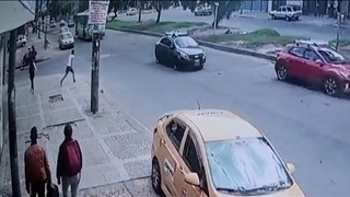 Guy catching bus