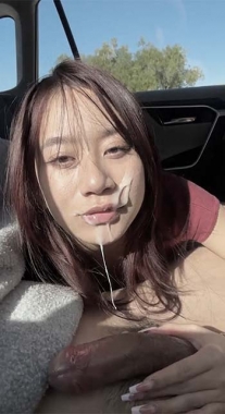 Asian Whore Facialized In The Car
