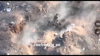 Direct hit of a shell in a dugout with Ukrainians