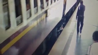 Falling under a train