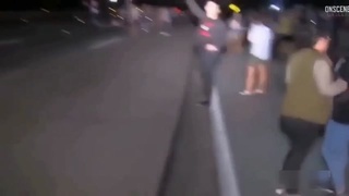 Freeway protest in the dark