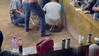 Cock with razor blades attached, latches onto man's leg
