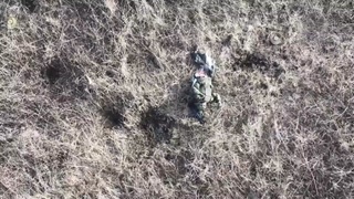 Ukrainian drone vs Russian soldier