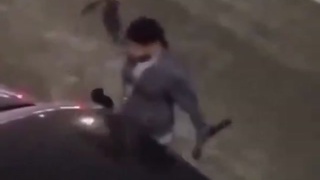 Guy attacks car and Bar then pays