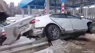 Dump Truck Head-on Plows Car Backwards