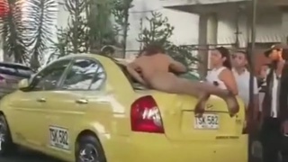 Naked Man Falls From Tree Onto Taxi