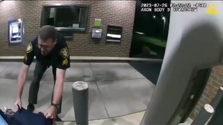 Bank robber falls from ceiling and lands inside a recycling bin