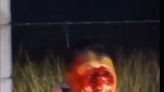 Drunk Biker smashes his face in.