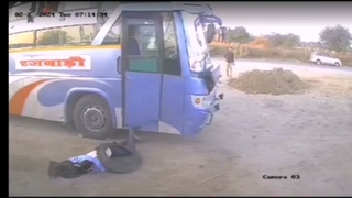Tire explodes, flings man like a ragdoll
