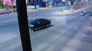 Truck Sends Scooter Rider Flying