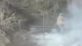 retreating ukraine army from adeevka evaporate after being hit by drone