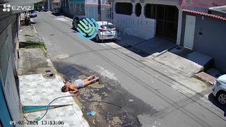 washing sidewalks falling face down on the ground