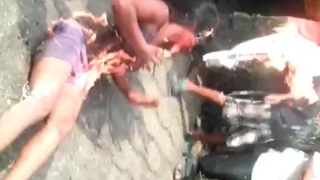 Young beauty beaten to a pulp by crowd and then burned alive