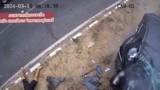 Drunkard's car swerves and hits cyclists