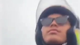 BIKER GETS A BIG YELLOW SUPRISE