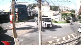 BIKER KILLED BY TRUCK WHILE TRYING TO GO THROUGH ROUNDABOUT. BRAZIL