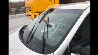 Near miss from a flying metal bar