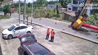 A crane operator takes a wild ride