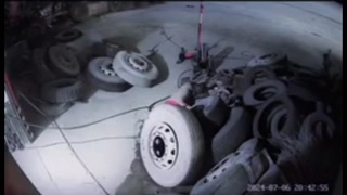 Tire Explosion Causes Worker To Flip In The Air