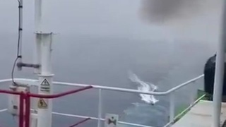 Remote Control Boat Attacking Cargo Ship Explodes