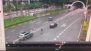 A stalled car is rear-ended taking out two