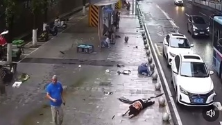 A car jumps the curb a kills some people