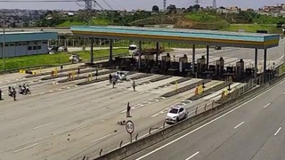 A cop tries to take down a speeding motorcycle