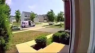 A FedEx driver is serious about his job