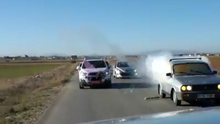 Rocket propellant fired from inside a car