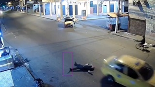 Guy stumbles into the street