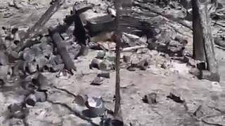 Aftermath of ukrainian thermite drone attack on russian position