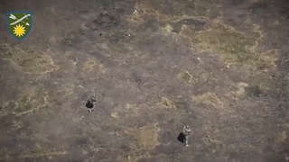 Russian Soldier takes down drone