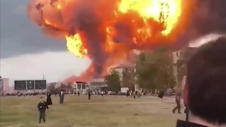 A gas station explosion in Grozny