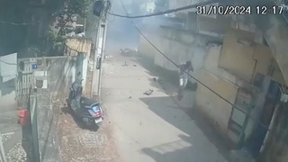 A motorcycle explodes