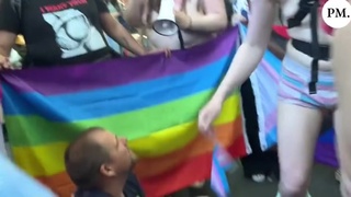 LGBTQ protesters harass Christian man