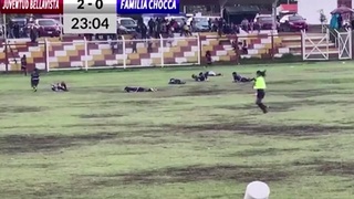 A Peruvian football player was killed and several more were injured after being struck by lightning in the middle of a match.