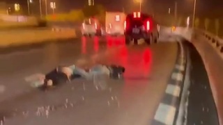 Guy giving CPR to crash victim