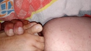 Three toes deep wide self anal foot fisting