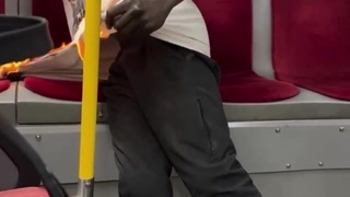 Dumb man burns his own shirt on the bus