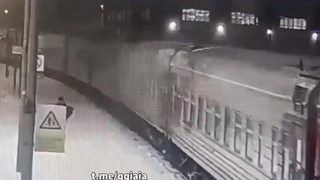 Poor drunk gentleman falls under a slow train.