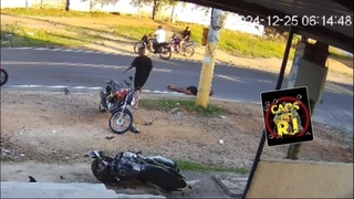 Biker vs Pole Slo-Mo