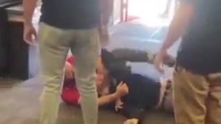 Guitar thief gets dropped and dragged out.